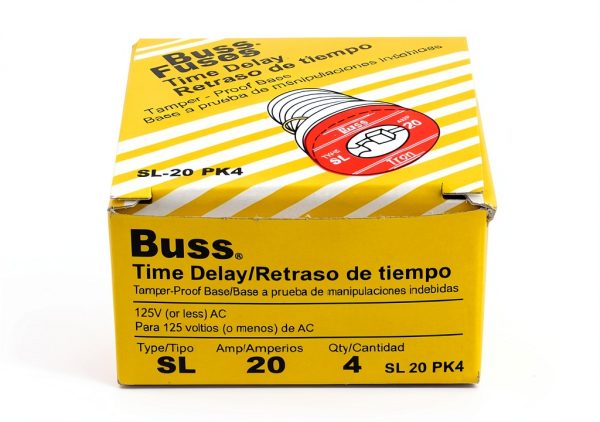 Bussmann SL-20PK4 20 Amp Time Delay Loaded Link Rejection Base Plug Fuse, 125V UL Listed, 4-Pack-0