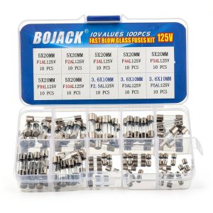 BOJACK Christmas Light fuses 5x20mm 125V 1A 2A 3A 4A 5A 8A 10A Fuse Fast-Blow Glass Fuses 3.6X10mm Mini Fuse 125V 2.5A 3A 5A amp Fuses Assortment Kit-0